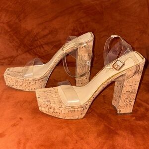 Clear Strap Cork Platform Heels 🌞